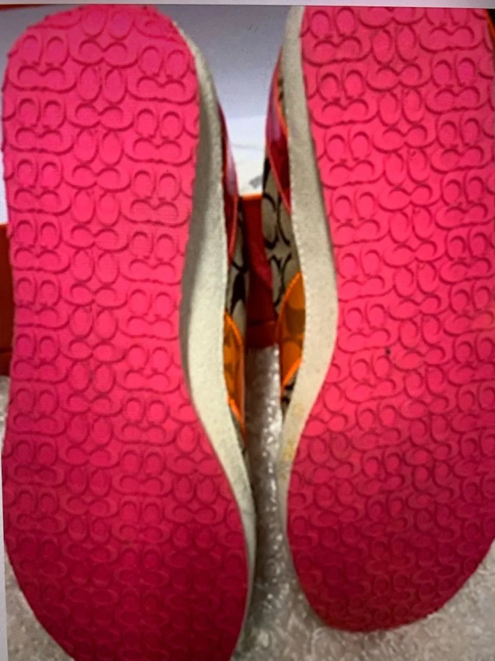 Coach Signature Monogram Sneakers with Pink & Orange Accents - Picture 8 of 9